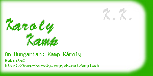 karoly kamp business card